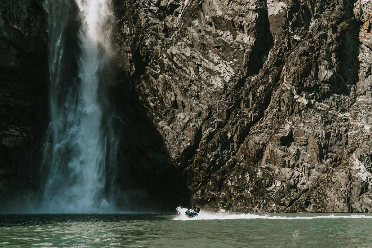 Jet ski at massive waterfall