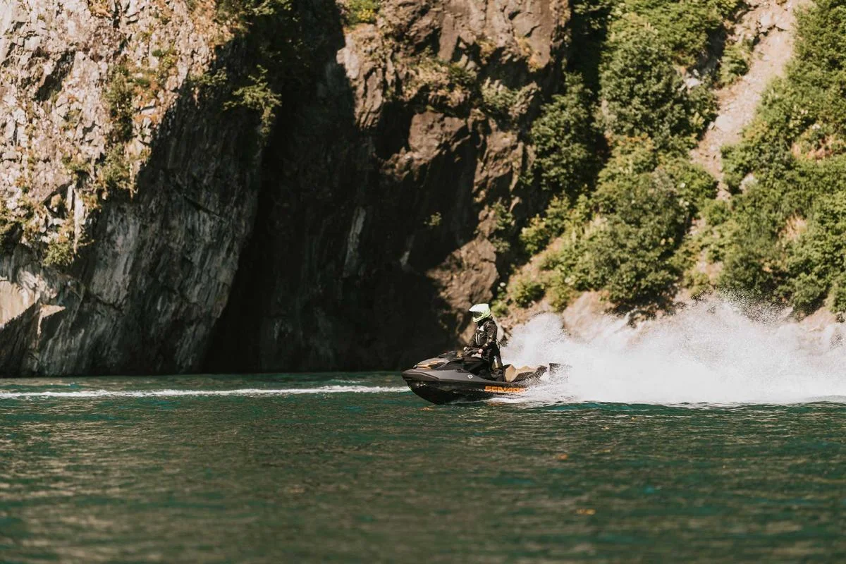 Jet ski riding fast