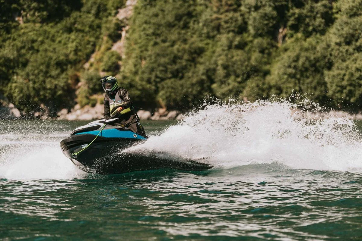 Jet ski speeding on water