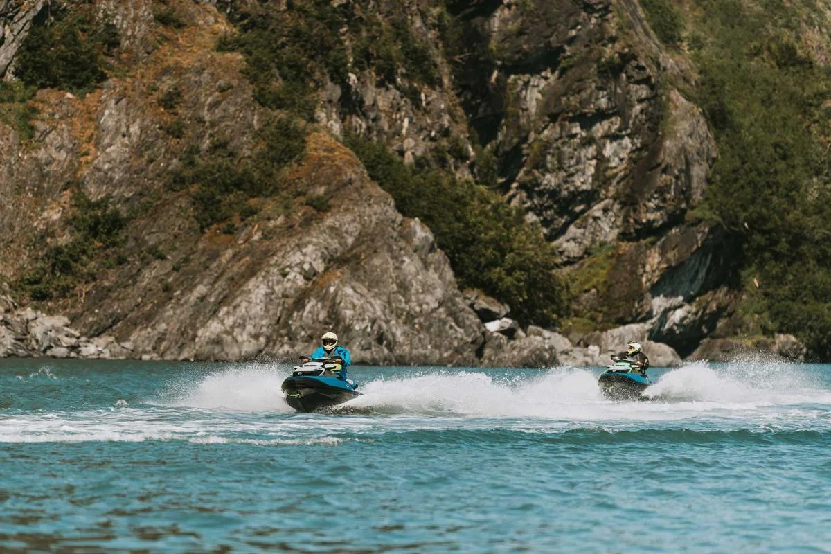 Speeding along mountainside